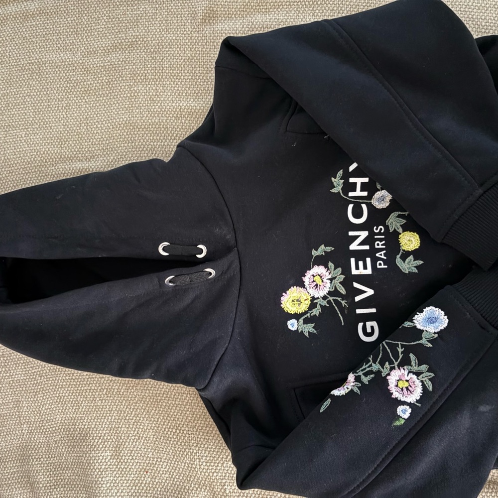 Givenchy Black Hoodie with Floral Embroidery